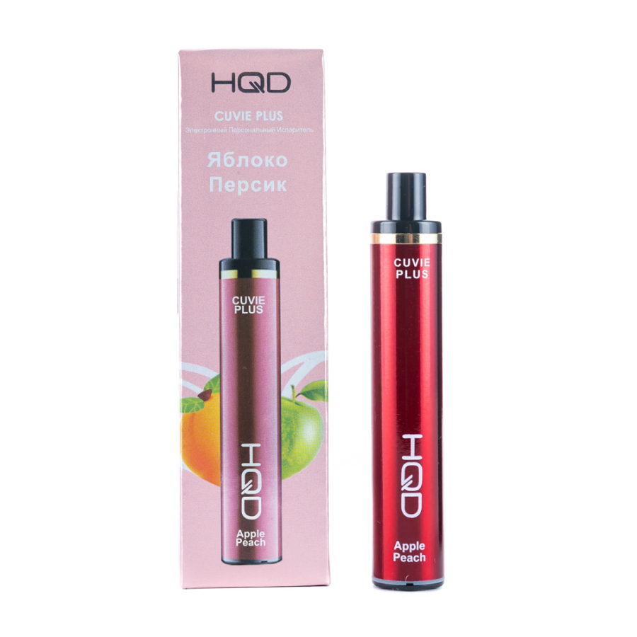 Одноразовая электронная сигарета HQD Cuvie Plus Apple Peach (Яблоко Персик) 1200 затяжек